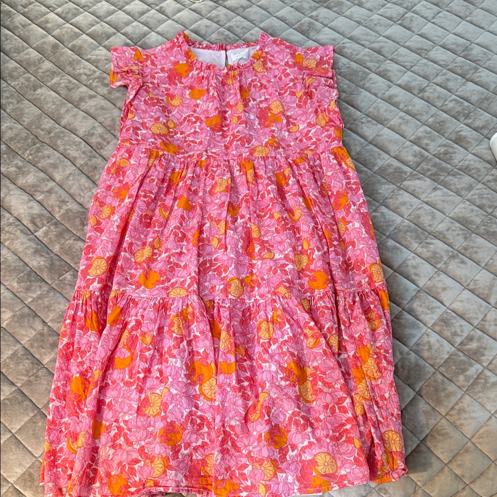 Jcrew Girls' Pink & Orange Floral Tiered Dress